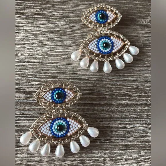Evil eye earring drop A467 - Picture 2 of 4